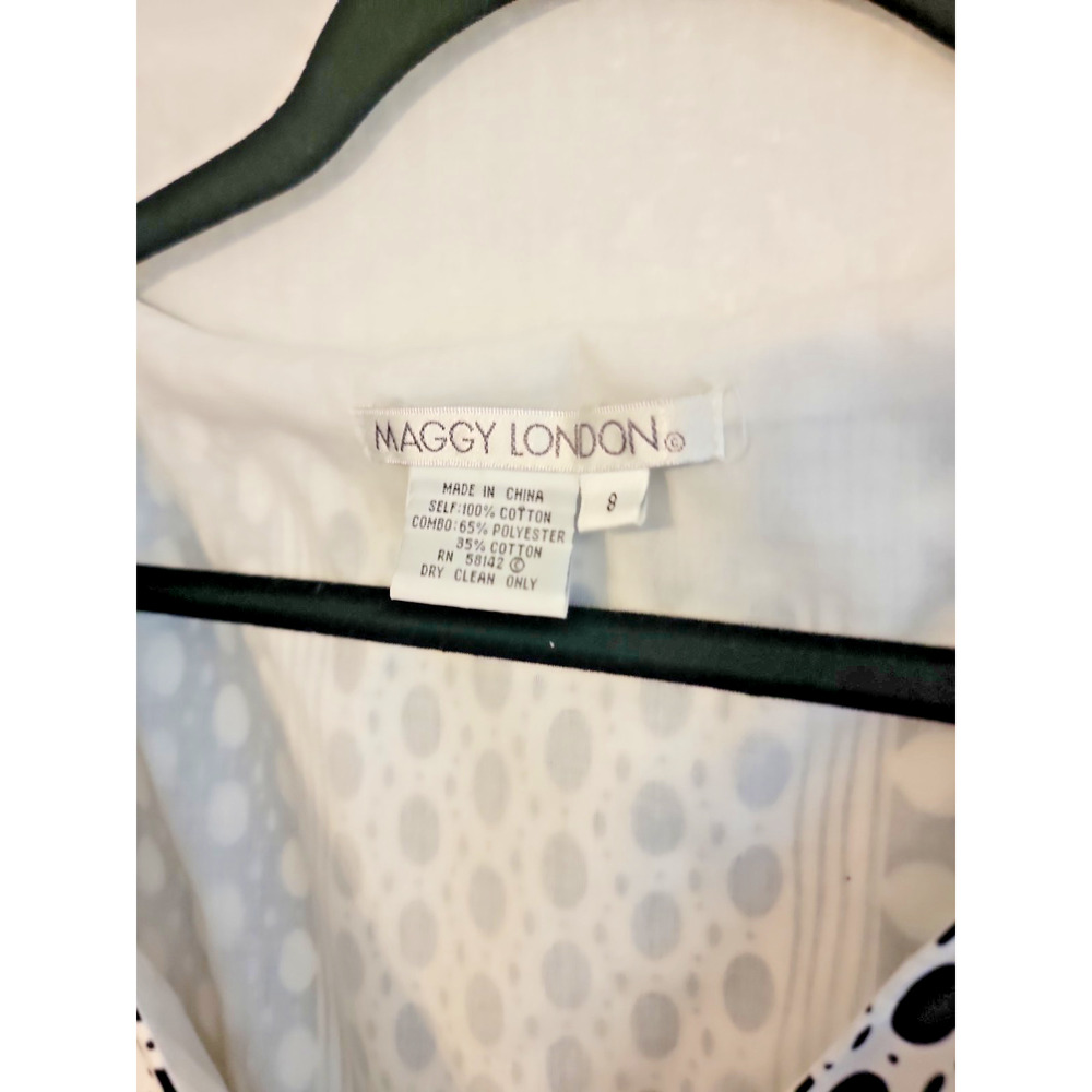Maggie London size 8 Wrap Dress Black & White polkadot Cotton Poly Sleeveless - Picture 2 of 3